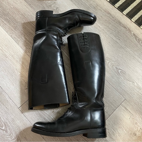 Police Patrol Tall Leather Lace Up Motorcycle Moto Equestrian Boots Mens Size 9 - Picture 10 of 11